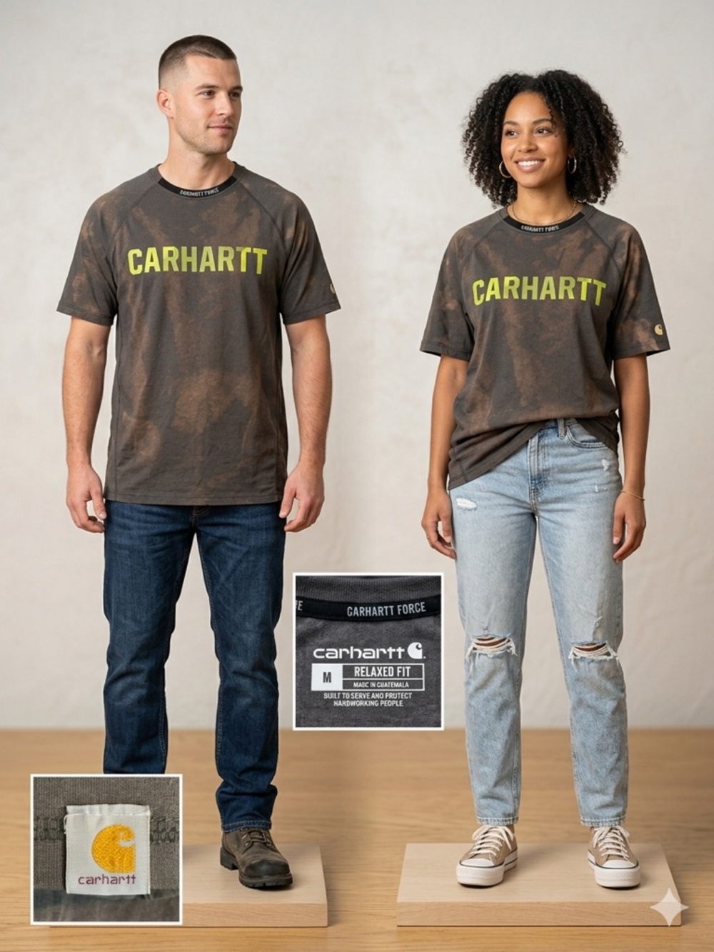 🌾 Carhartt Force Relaxed Fit Logo Tee | Size Medium | Distressed Aesthetic